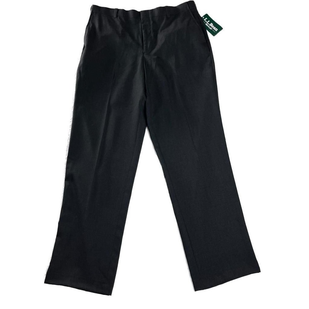 LL Bean Mens 37x34 Charcoal Gray 100% Wool Comfort Waist Dress Pants NWT